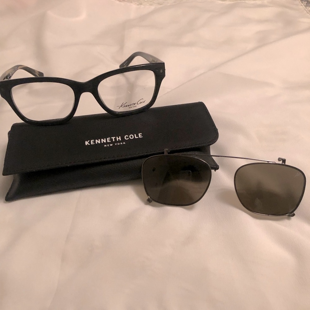 Kenneth Cole New York frame with polarized clip-on sunglasses